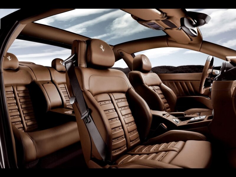 Luxury car interior with leather seats