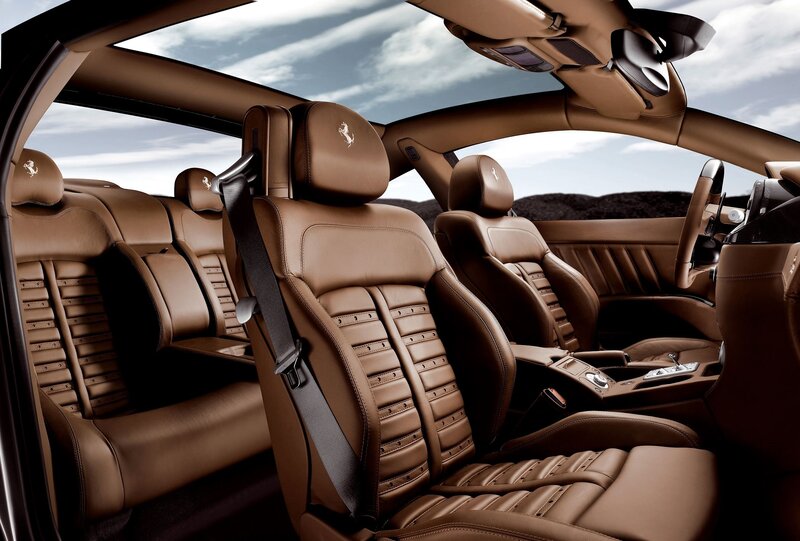 Luxury car interior with leather seats