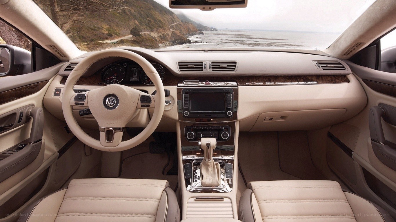 luxury car interior with ocean view