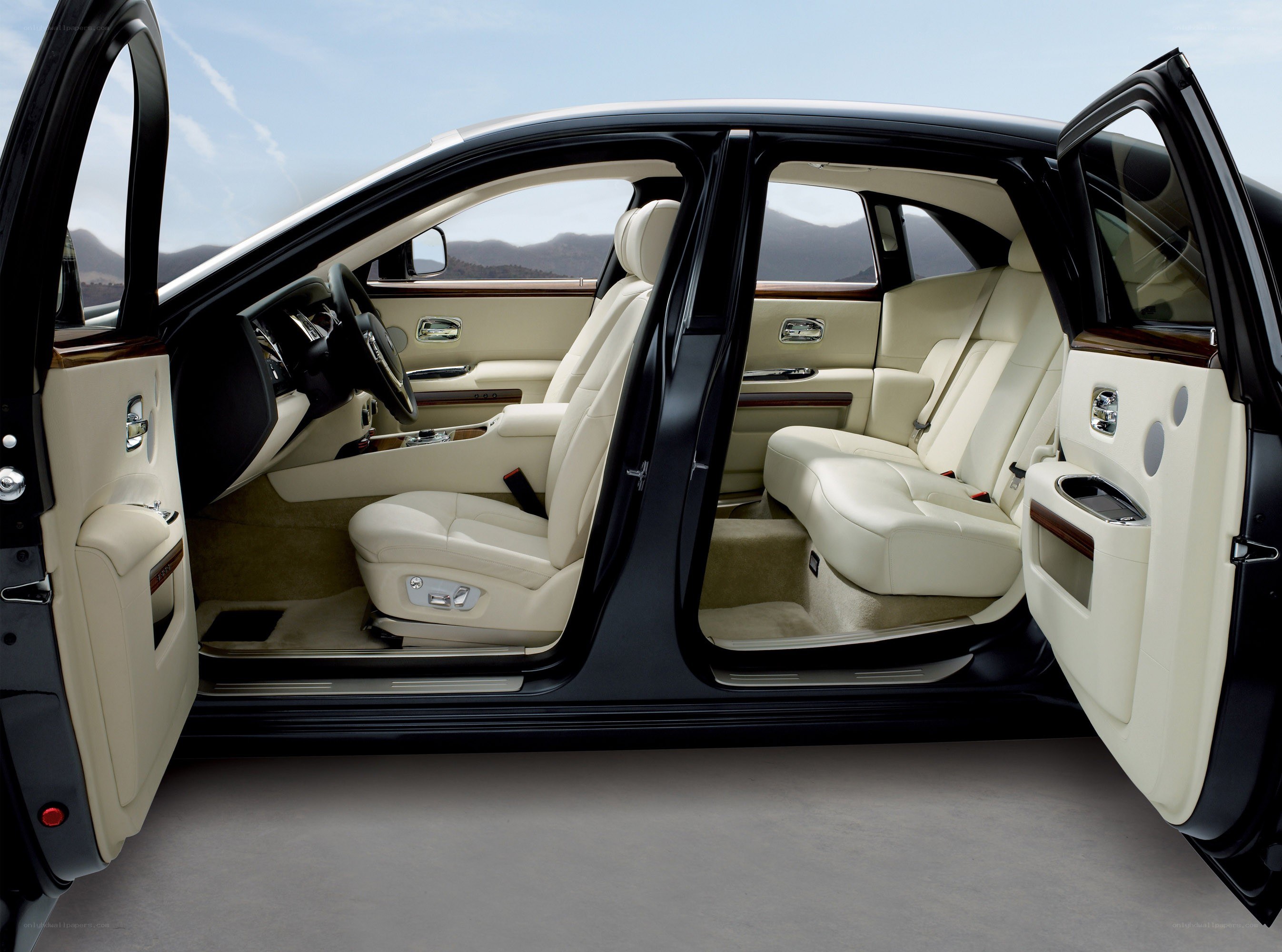 luxury car interior with open doors