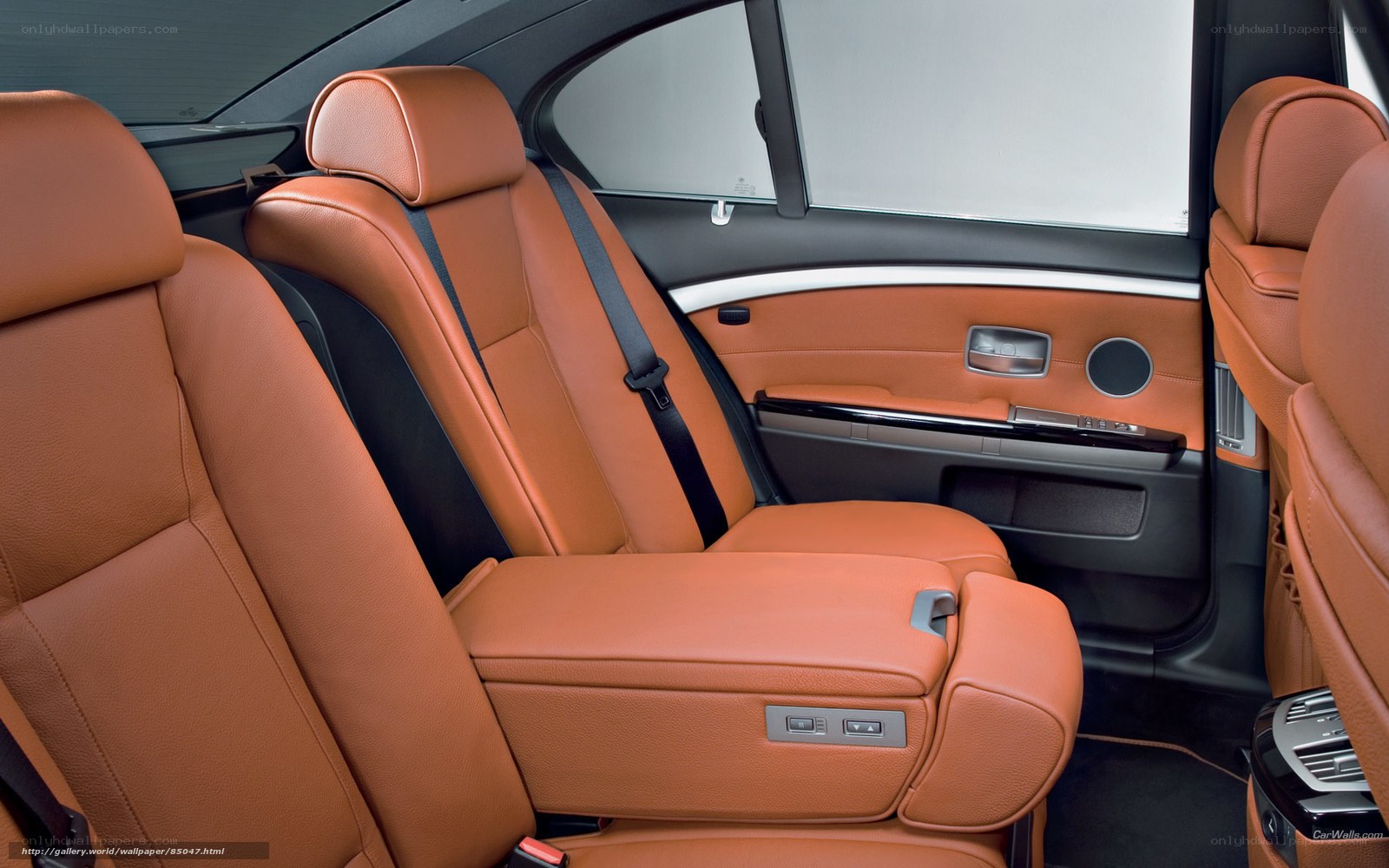 Luxury car interior with orange leather