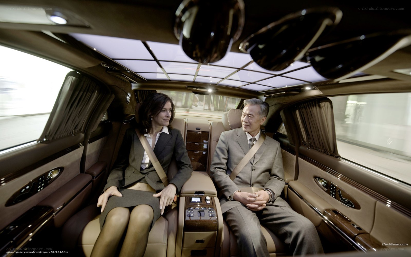 Luxury car interior with passengers