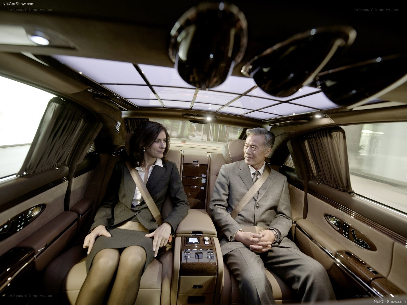 Luxury car interior with passengers