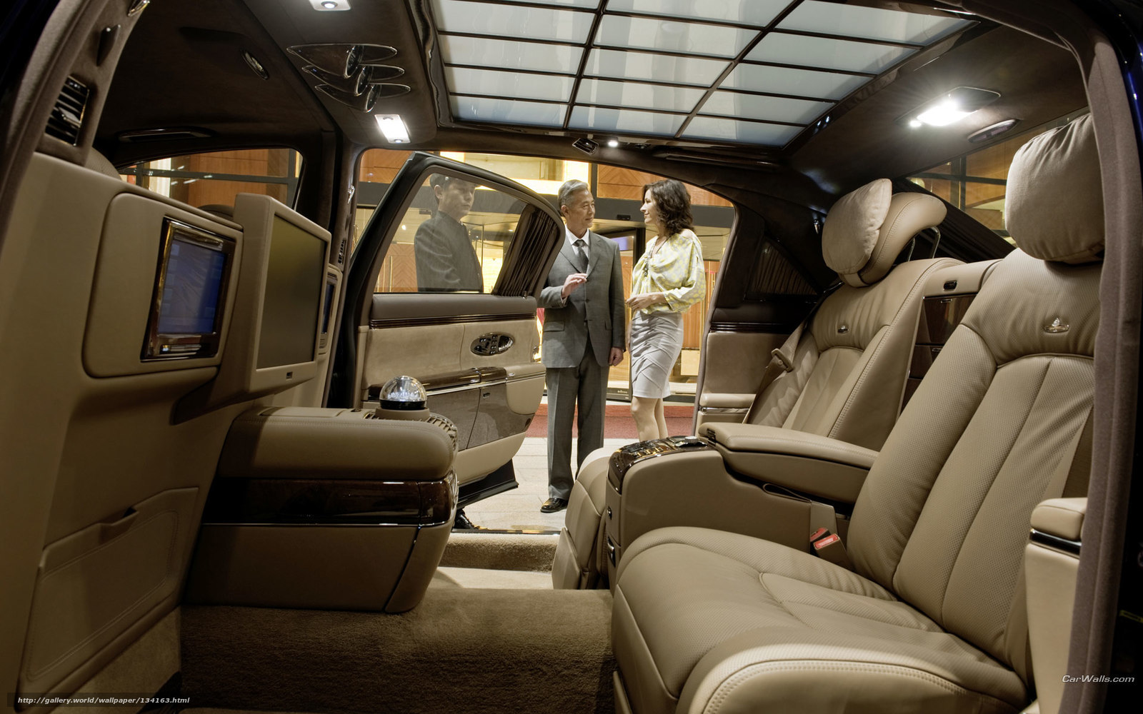 Luxury car interior with passengers