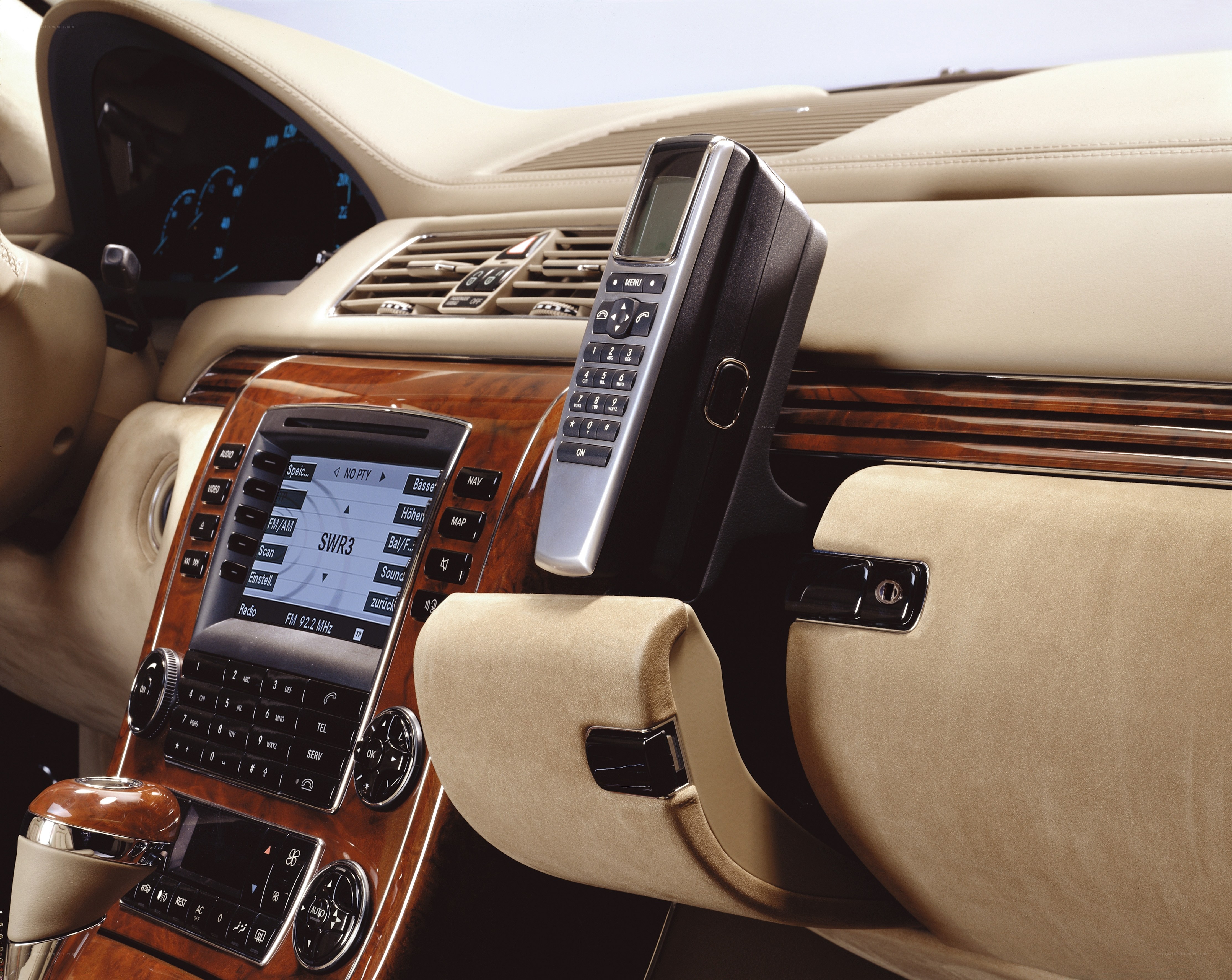 luxury car interior with phone
