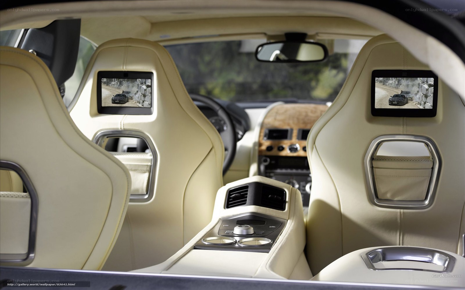 luxury car interior with rear screens