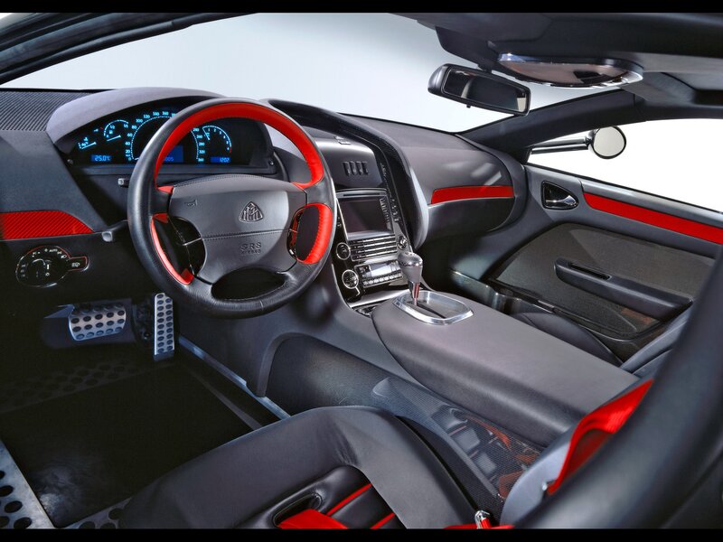 luxury car interior with red accents