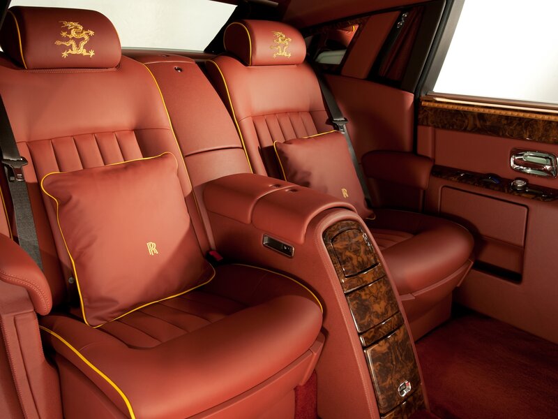 Luxury car interior with red leather