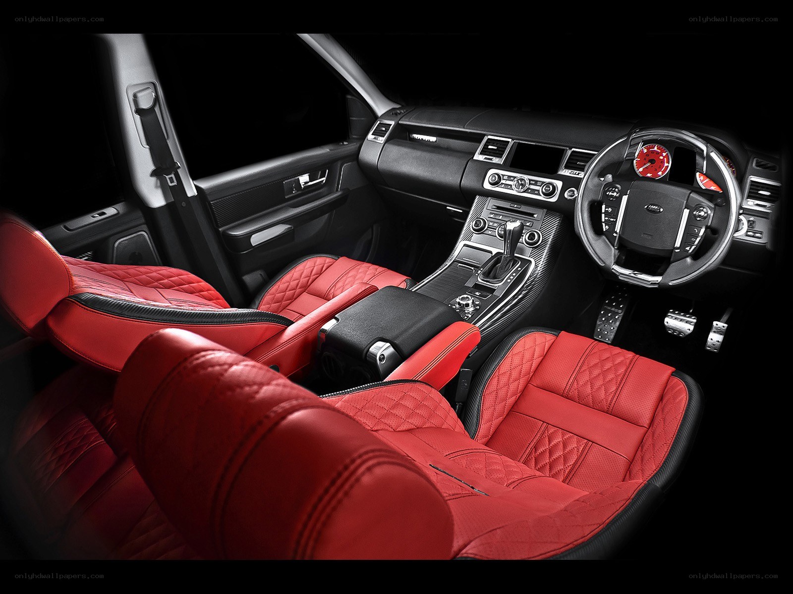 luxury car interior with red seats