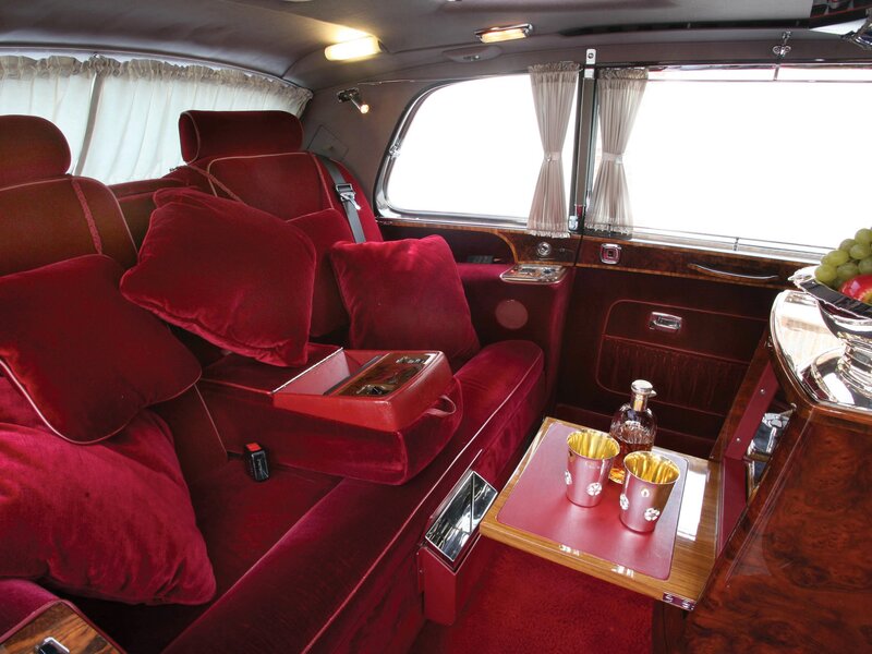 Luxury car interior with red velvet