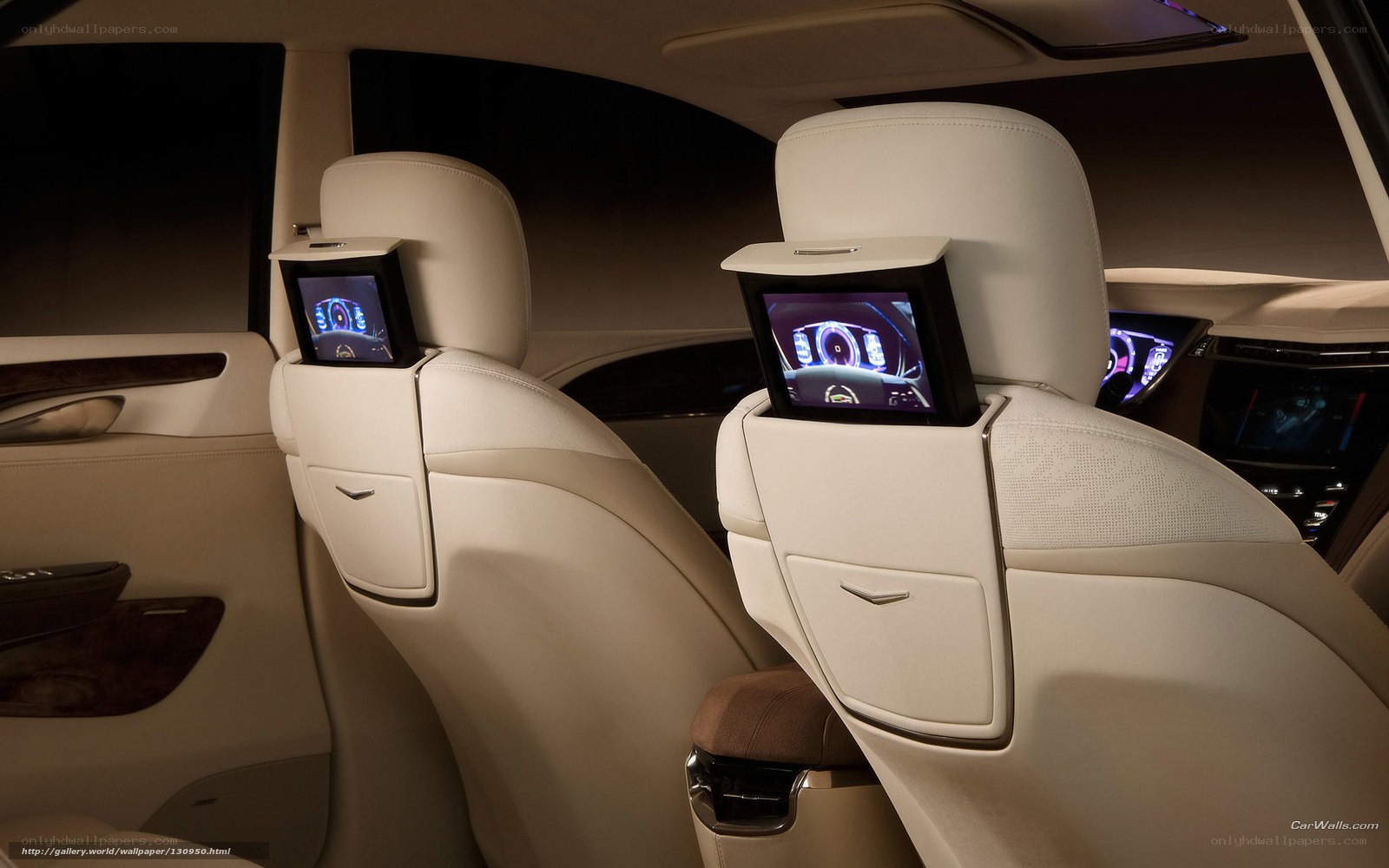 Luxury car interior with screens