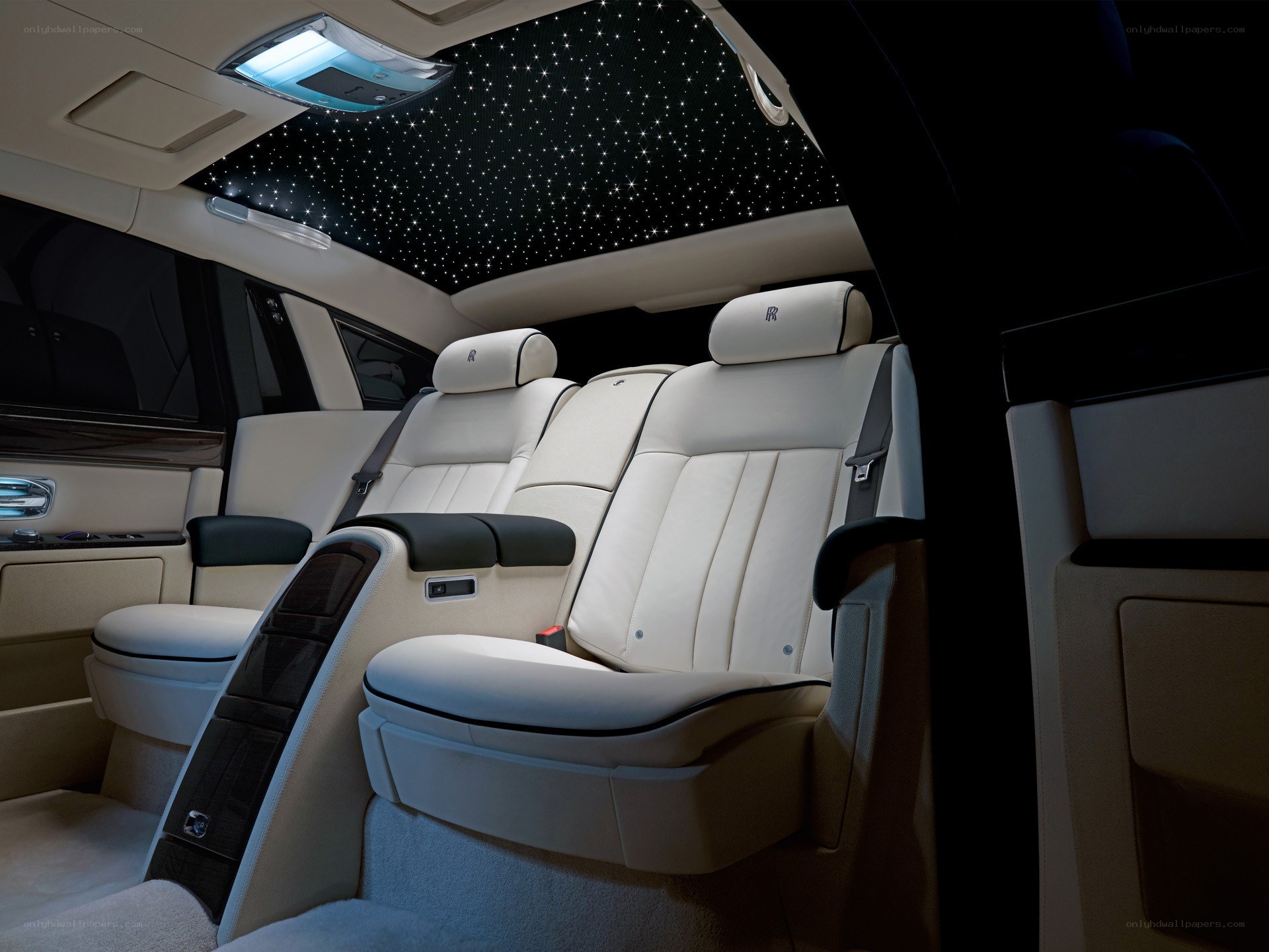 Luxury car interior with starlight headliner