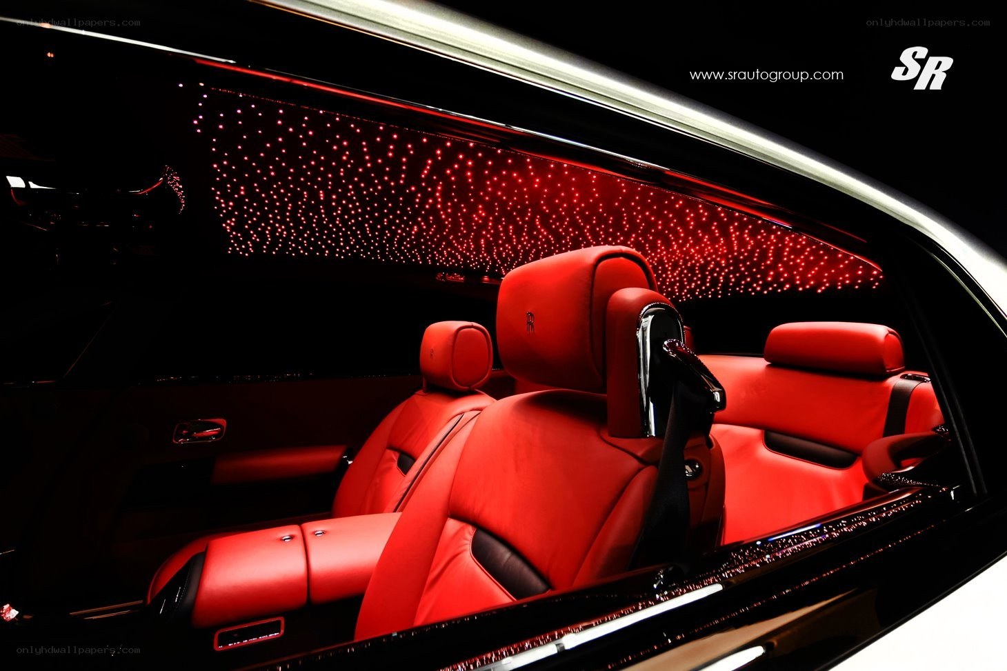 luxury car interior with starlight headliner
