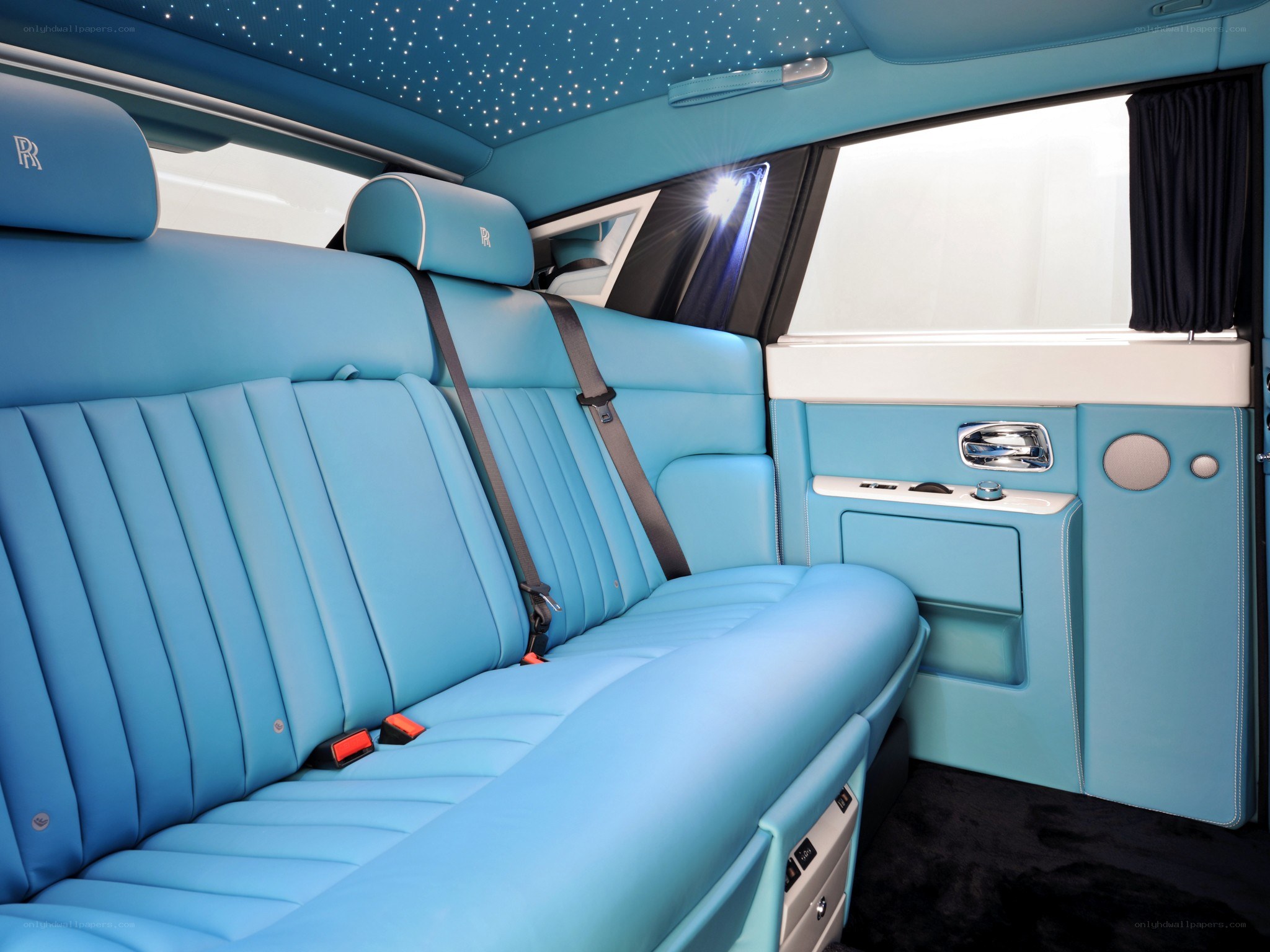 Luxury car interior with starlight headliner