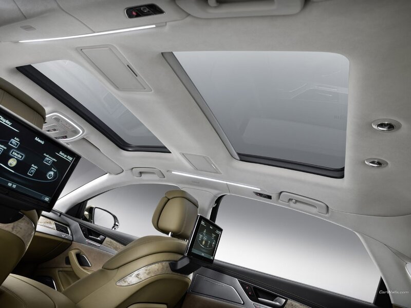 Luxury car interior with sunroof