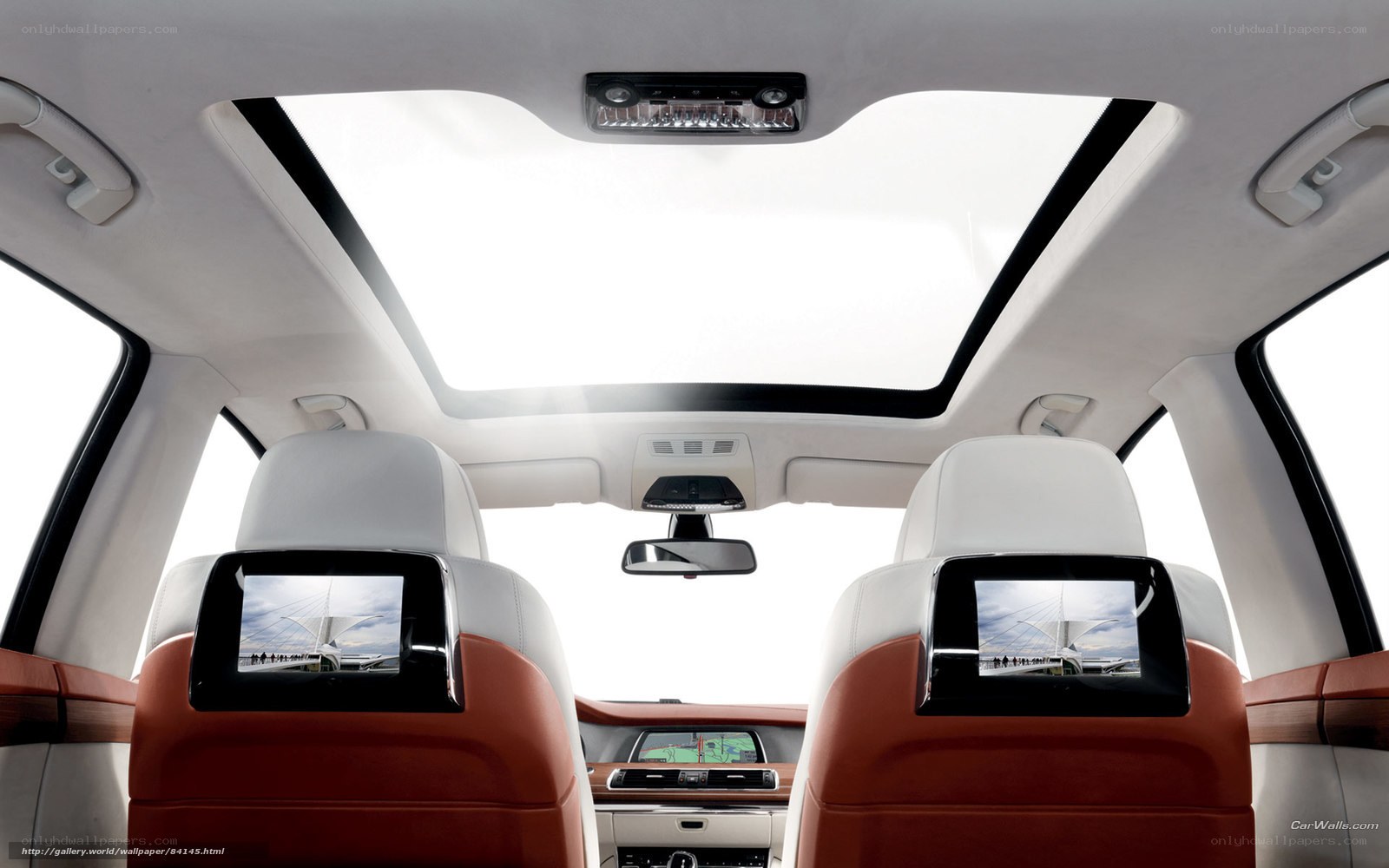 Luxury car interior with sunroof