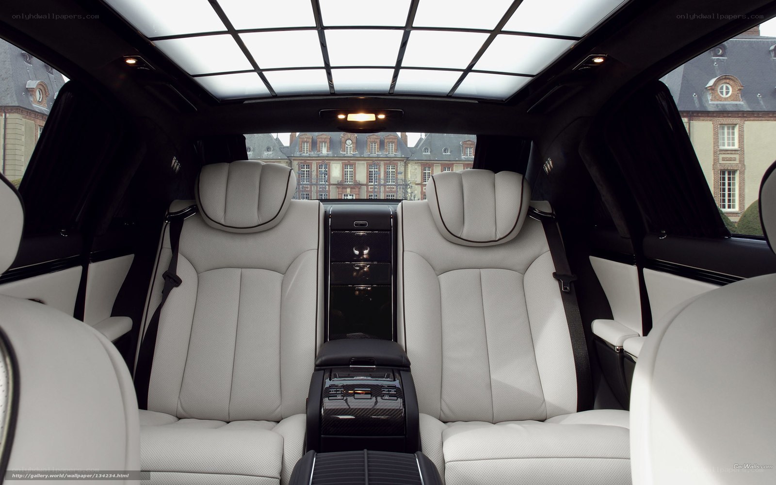 Luxury car interior with sunroof