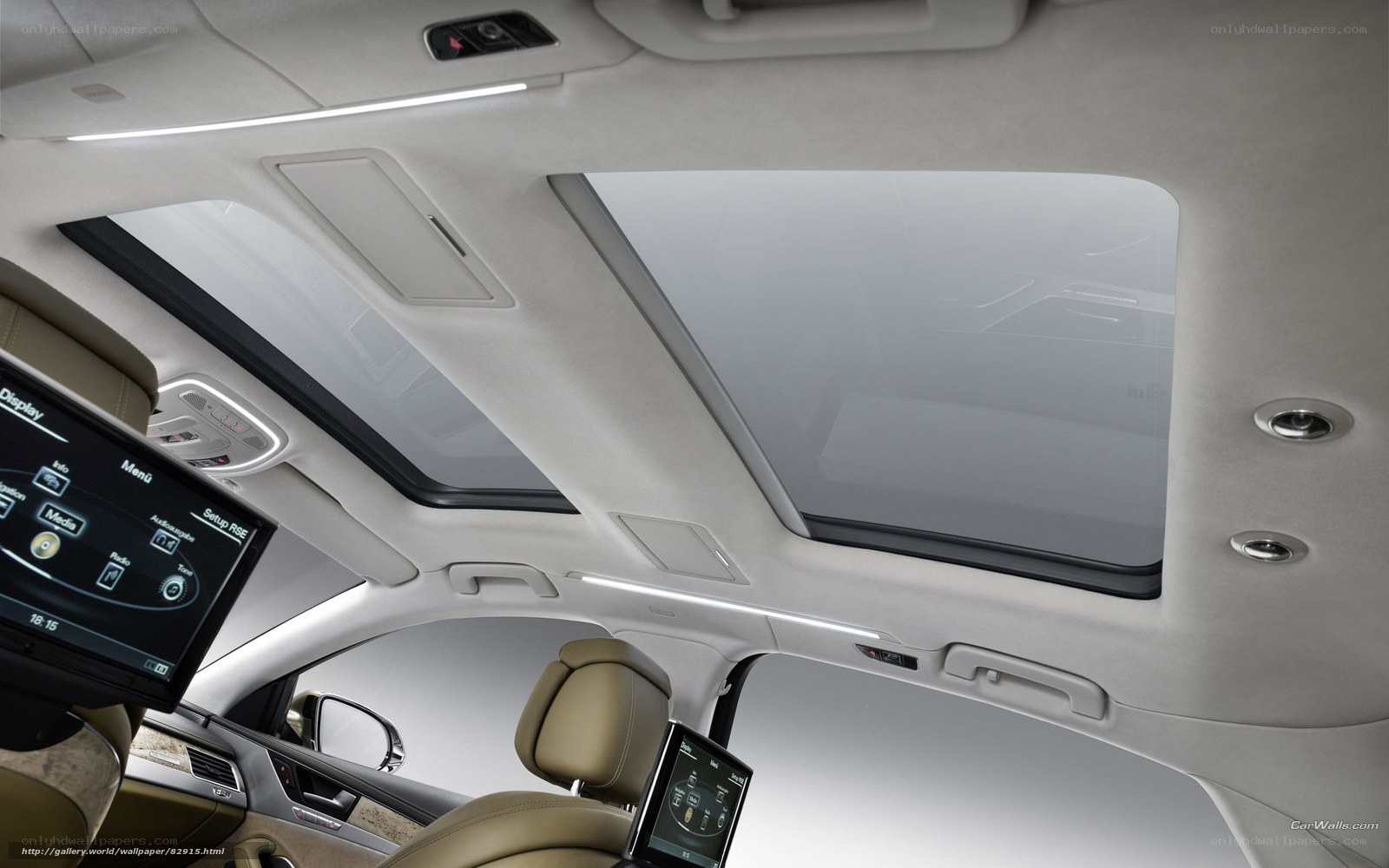Luxury car interior with sunroof