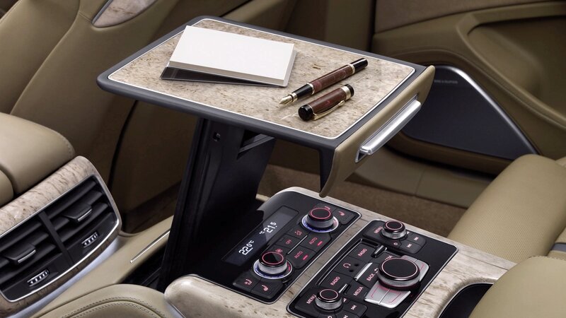 Luxury car interior with table