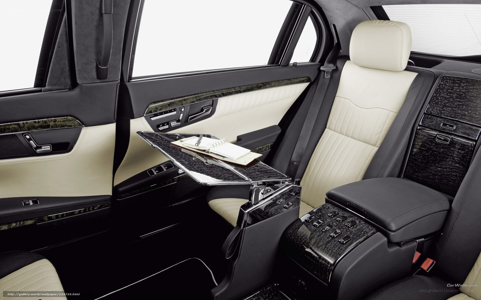 luxury car interior with tray