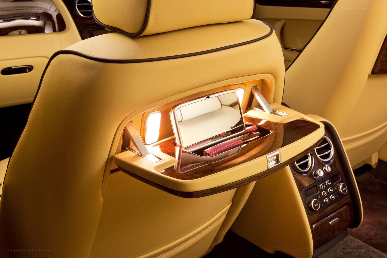 Luxury car interior with vanity tray