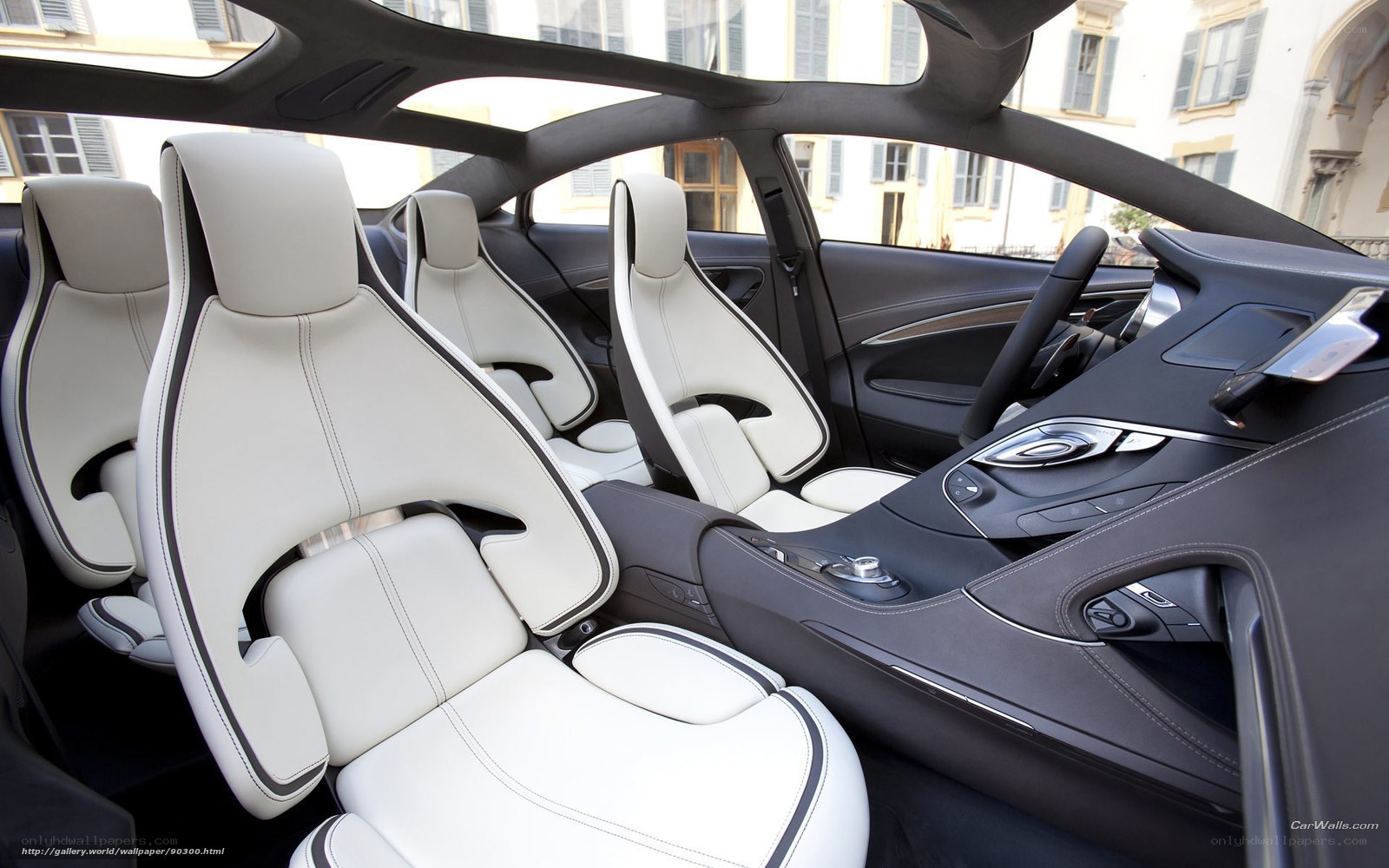 luxury car interior with white seats
