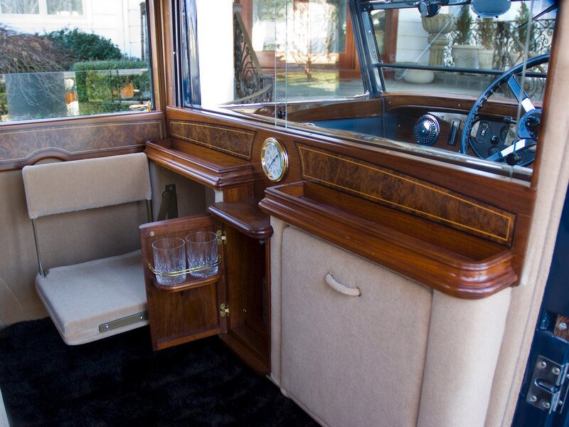Luxury car interior with wood trim