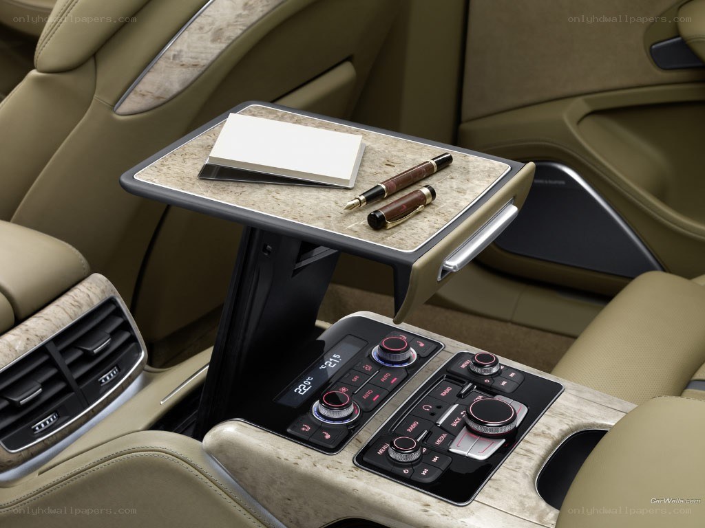 Luxury car interior with writing desk