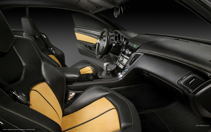 luxury car interior with yellow accents