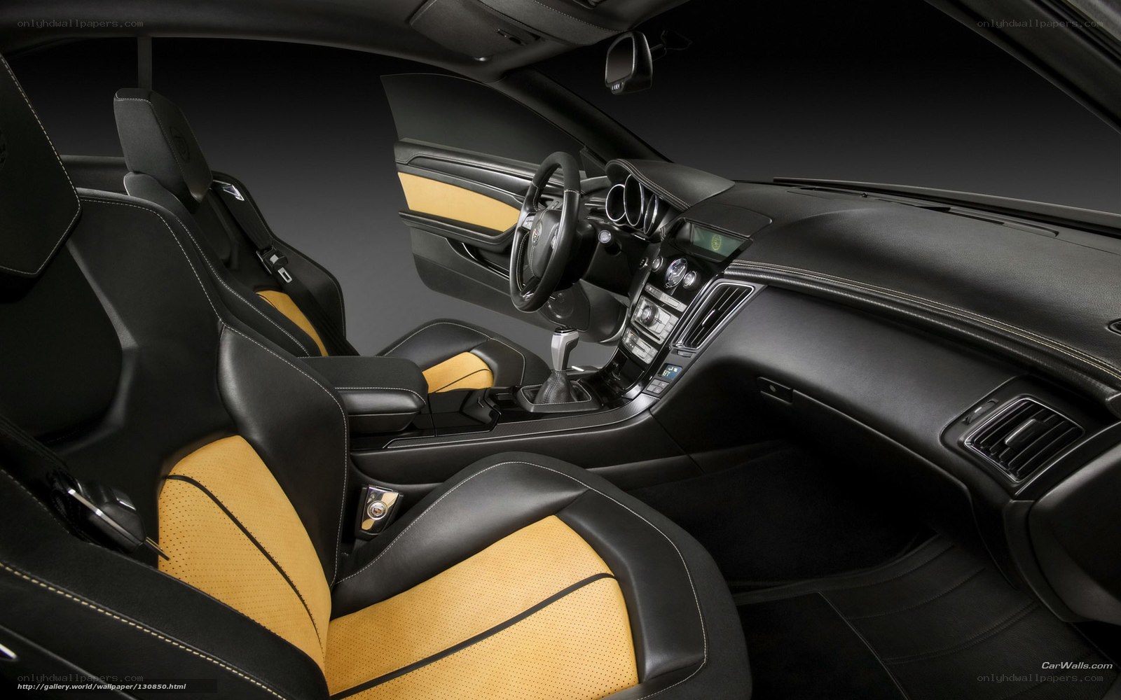 luxury car interior with yellow accents