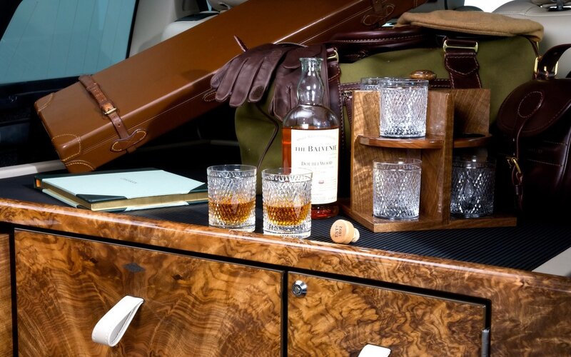 Luxury car trunk bar setup
