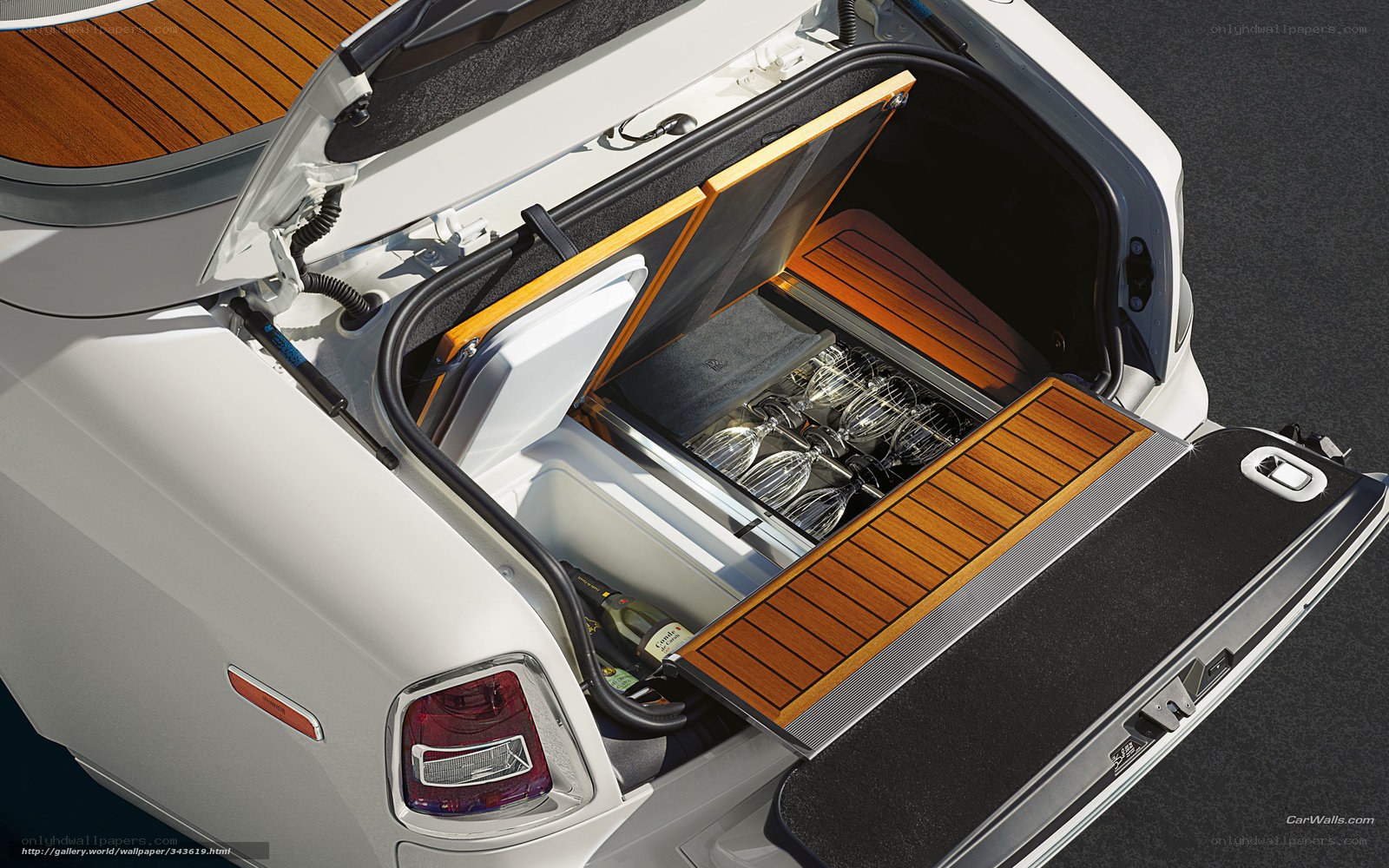 luxury car trunk with wine storage