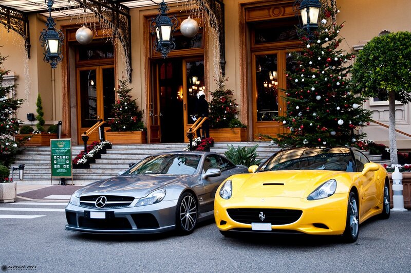 Luxury cars at a hotel entrance