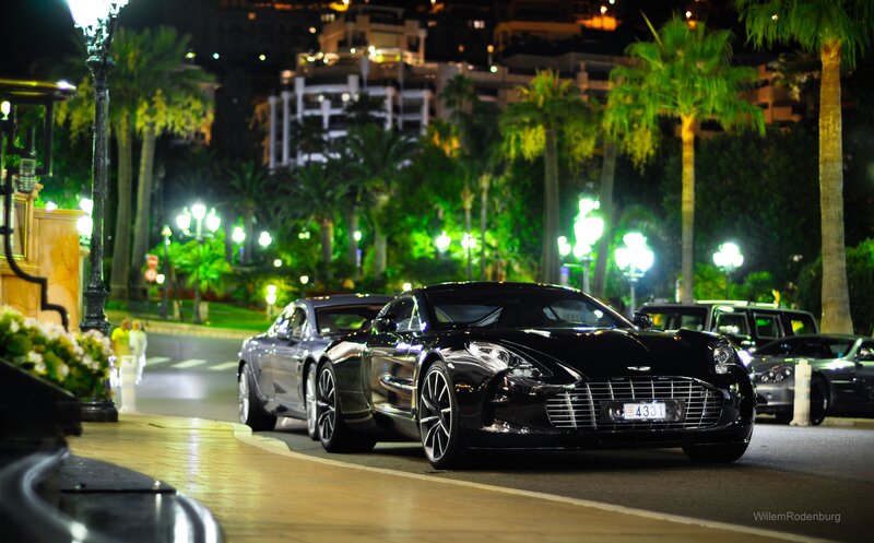 Luxury cars at night in Monaco