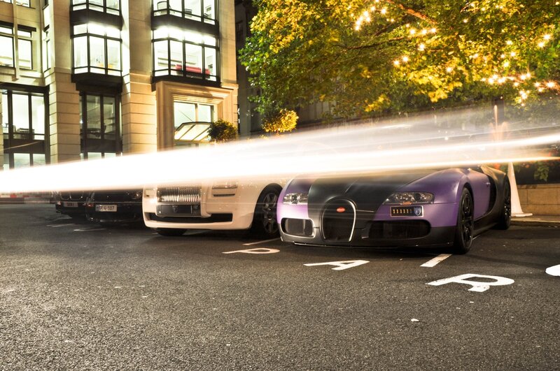 Luxury cars at night