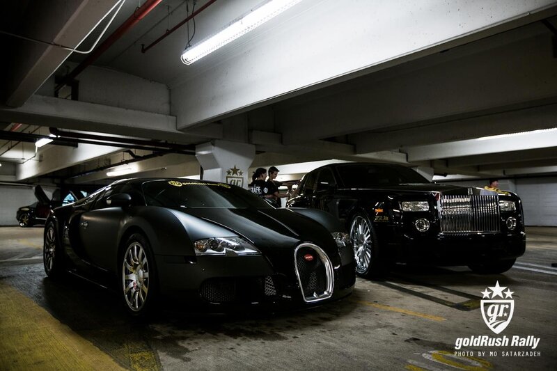 Luxury cars in parking garage