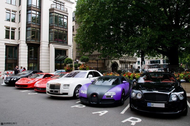 Luxury cars on display