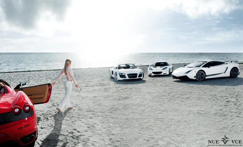 Luxury cars on the beach