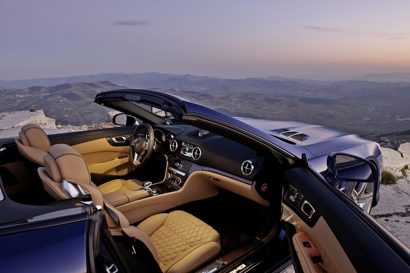 Luxury convertible on a mountain