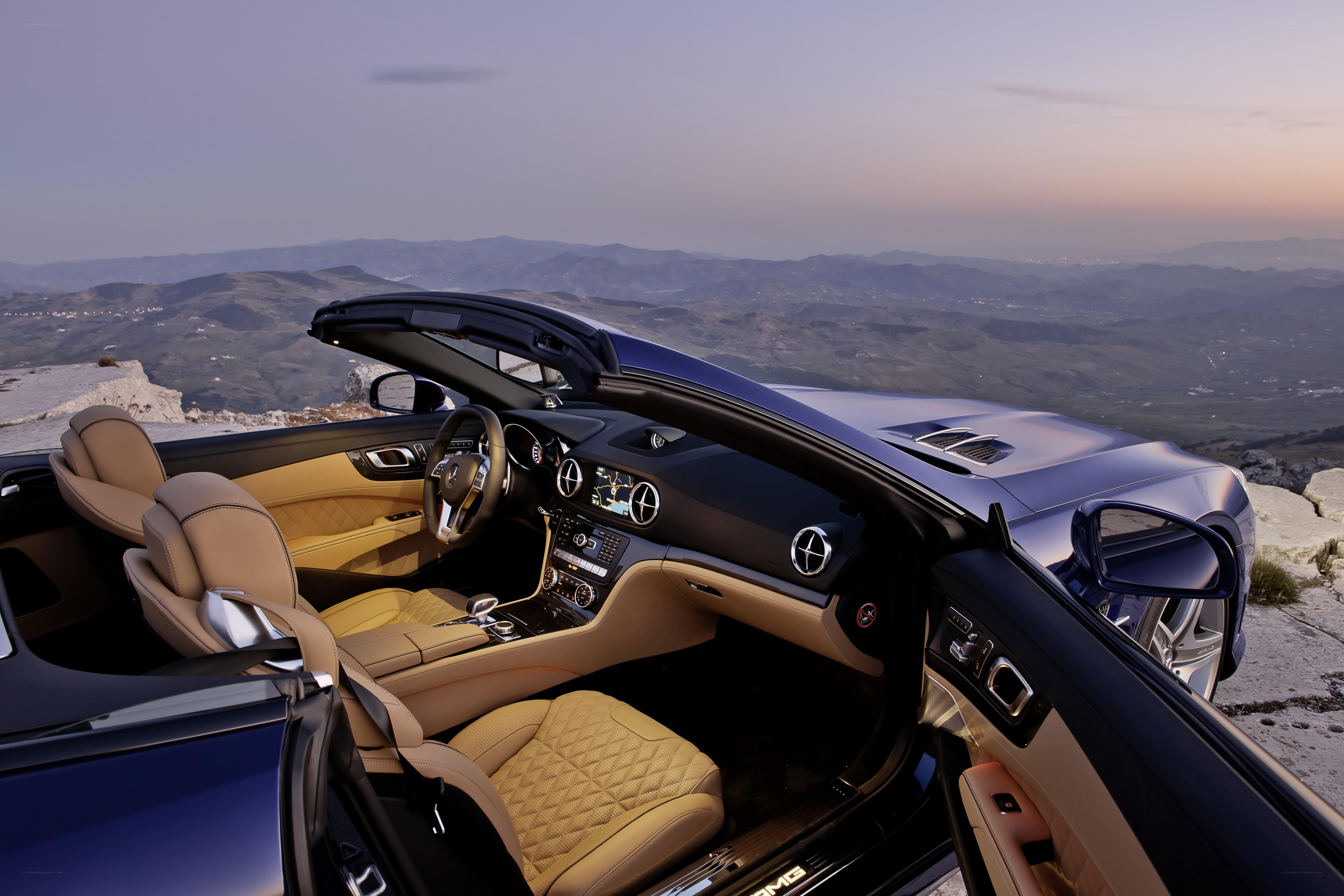 Luxury convertible on a mountain