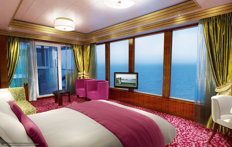 Luxury cruise stateroom with ocean view
