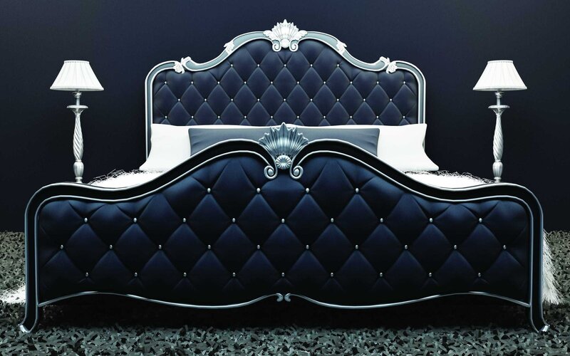 luxury dark blue bed