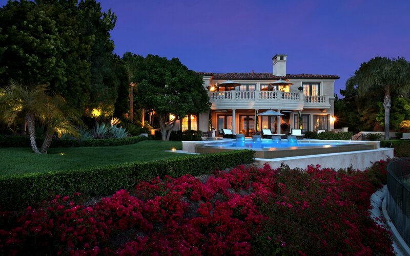 luxury home at dusk