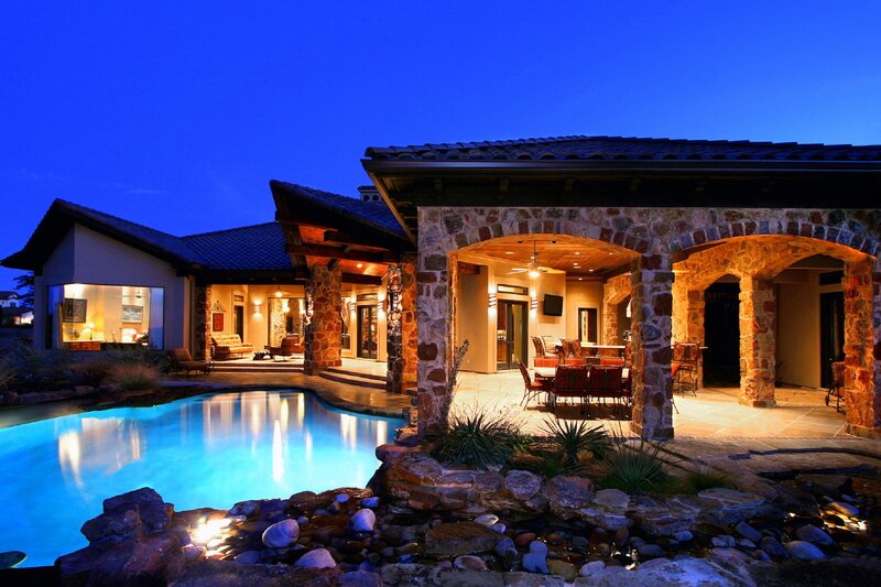 Luxury Home at Night — Blue