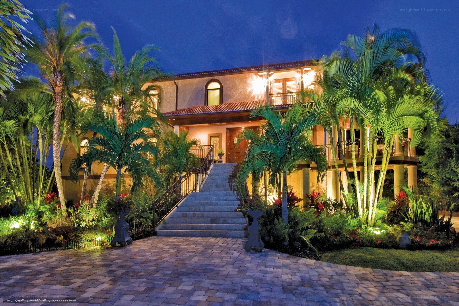 luxury home at night