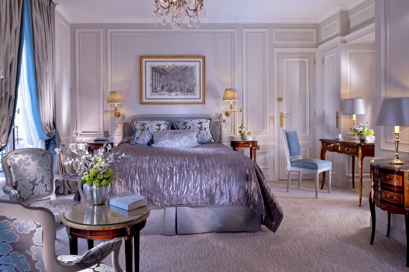 Luxury Hotel Bedroom — Gray, Elegant, Photograph