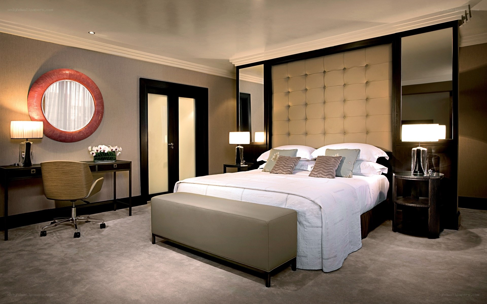 Luxury hotel bedroom interior