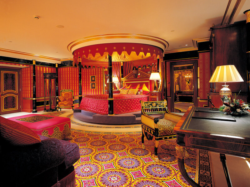Luxury Hotel Bedroom — Red, Opulent