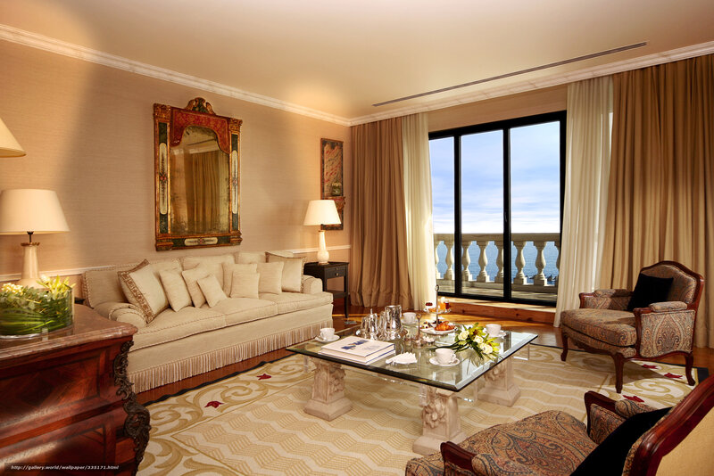 Luxury hotel living room with sea view