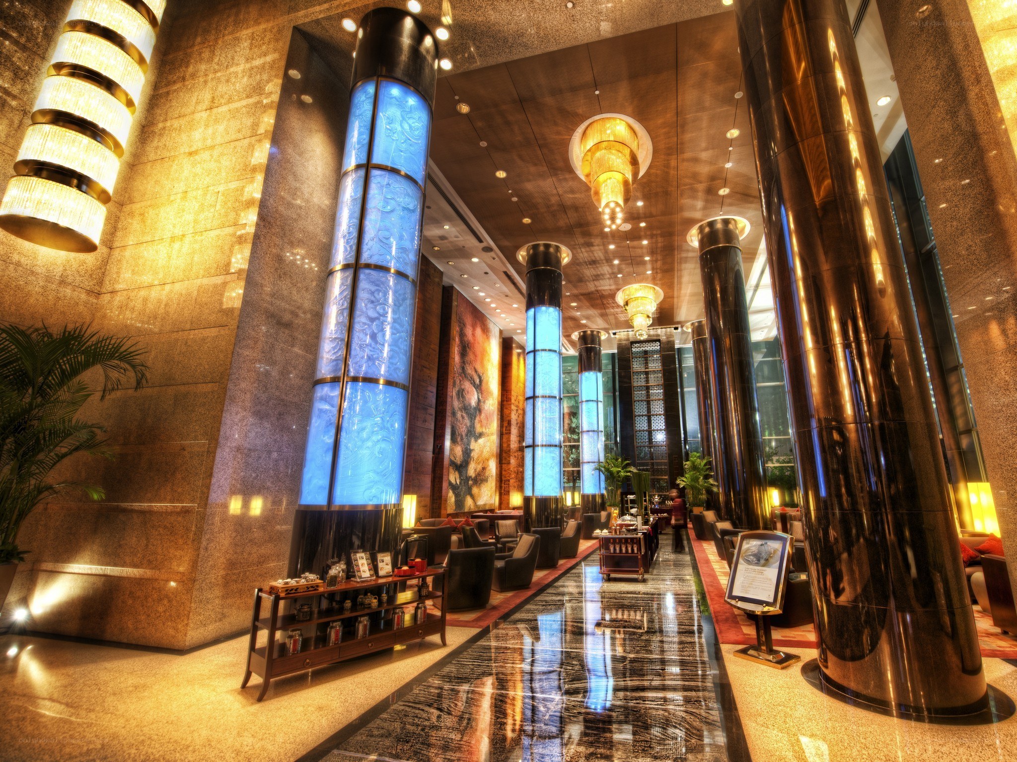 Luxury hotel lobby interior